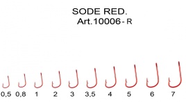 Крючок SODE-RING №4 с ушком, покрытие RED (9 шт)																												