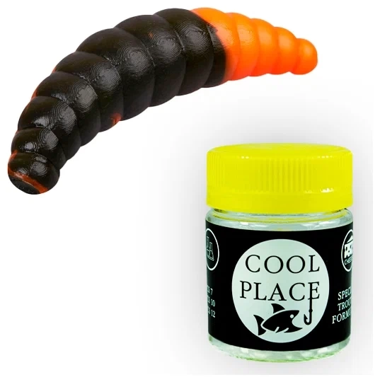 Резина форелевая Cool Place маггот 1.6 оранжевый/черный сыр фото 1