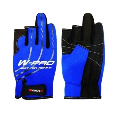 Перчатки рыболовные без трёх пальцев Wonder Gloves W-Pro синие WG-FGL043 L фото 1