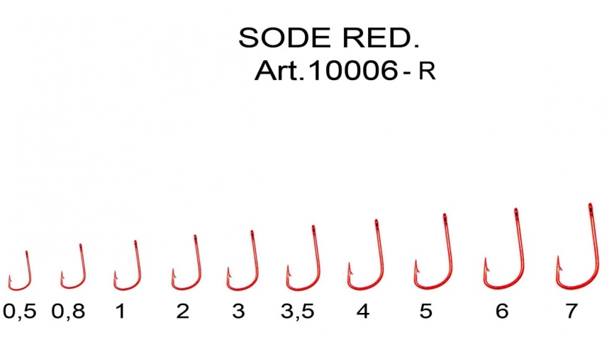 Крючок SODE-RING №0,5 с ушком, покрытие RED (10 шт)																												 фото 1