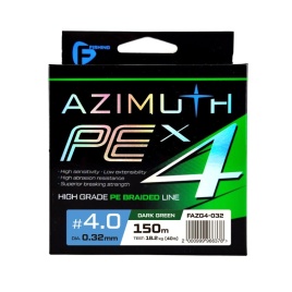 F-FISHING Шнур Azimuth PE X4 150м Dark Green 0,32мм 18,2кг/40lb
