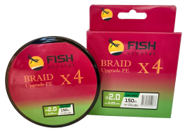 Плетёный шнур из 4-х нитей, FISH CRYSTAL зелёный, 0.25мм, 150м, 13,5кг							