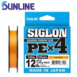 Плетёный шнур Sunline Siglon PEx4 150m.0,8/12lb orange