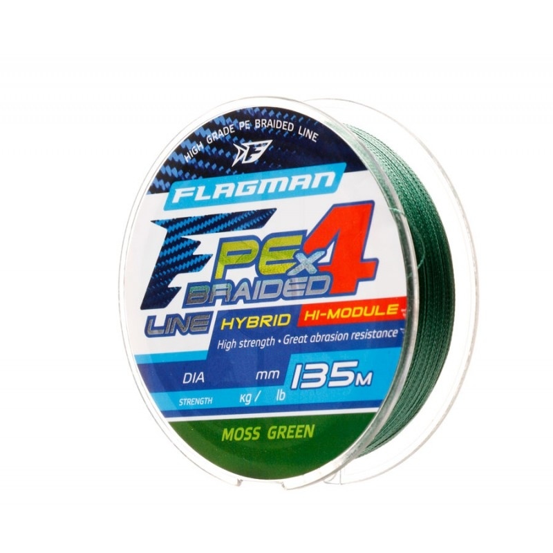 FLAGMAN Шнур PE Hybrid F4 135м Moss Green 0,19мм 10кг 22lb фото 1