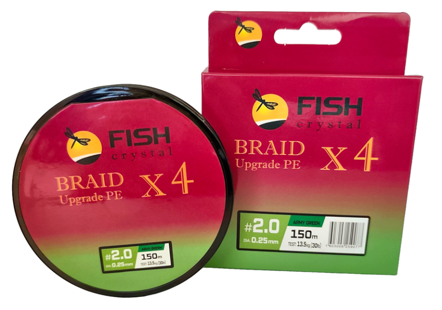 Плетёный шнур из 4-х нитей, FISH CRYSTAL зелёный, 0.25мм, 150м, 13,5кг							 фото 1