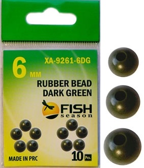 Бусина резиновая, ф 6 мм., отв. 1,2 мм. (упак. 10 шт.)																 фото 1