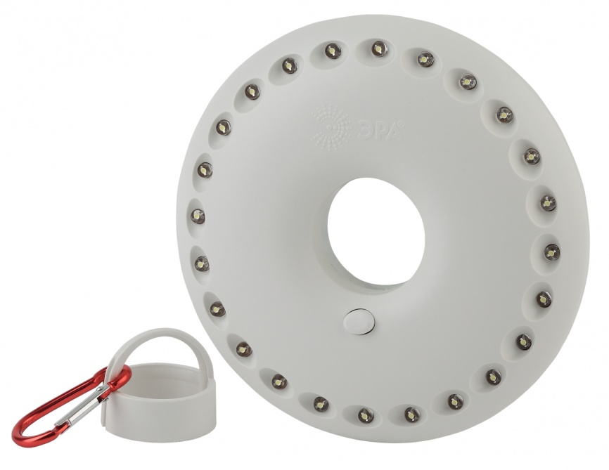 Фонарь кемпинговый светодиодный ЭРА K24 НЛО на батарейках с магнитом и карабином походный многофункц фото 1