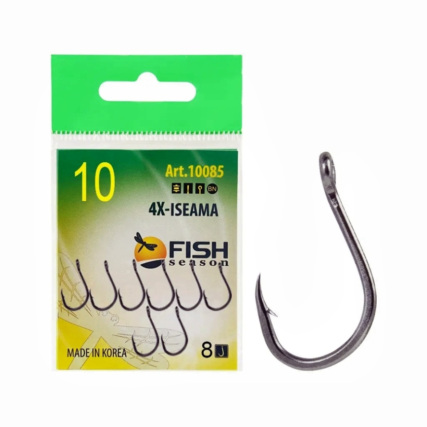 Крючок 4X-ISEAMA-RING №10 с ушком, покрытие BN (8 шт)																												 фото 1